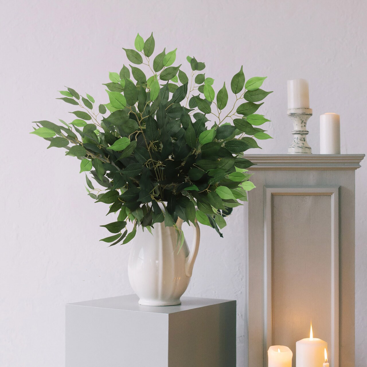 12-Pack Artificial Ficus Branches — 22" Stems with 42 Silk Leaves Each, Faux Greenery for Vases, Bouquets & DIY Arrangements | Floral Home